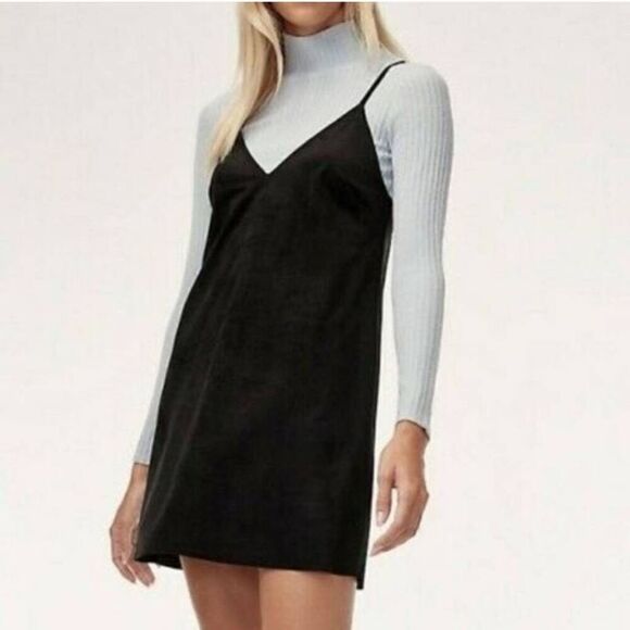 Aritzia Wilfred size M Suede Little Black Dress Cami - Picture 10 of 11